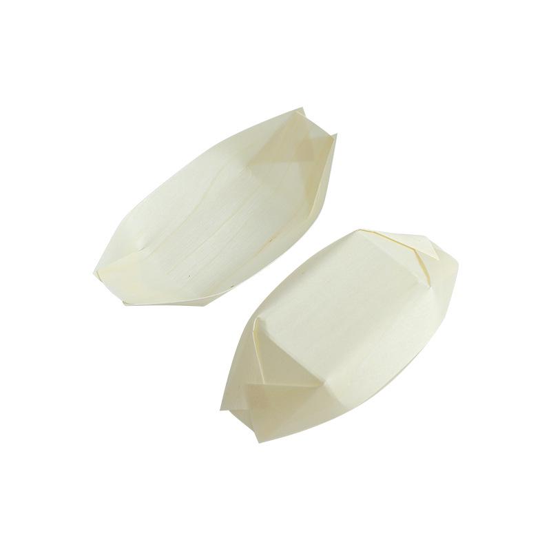 Disposable Wood Veneer Sushi Boat - Snack Plate & Dessert Dish Tableware