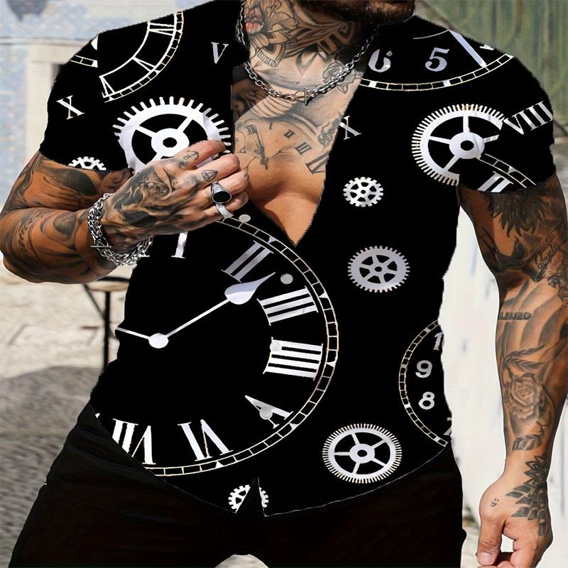 Fashionable and Casual Men's Summer 3D Digital Printed Outdoor Wear, Comfortable Quick Drying Drink and Slim Short Sleeved Shirt