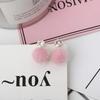 Korean Zirconia Ear Ornaments: Sweet Temperament Fur Ball Dangle Stud Earrings for Women