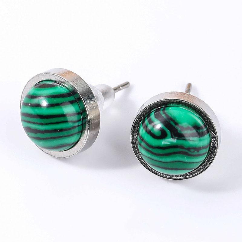 1pairs Handmade 10mm Natural Stone Stud Earrings Fashion Crystal Ear Jewelry Valentine's Day Gift