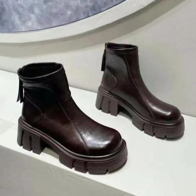 Ankle Boots for Women's Mid Heels Fashion Shoes  Winter Leather Chelsea Boots New Walking Sport Trend Cozy Mujer De Botas