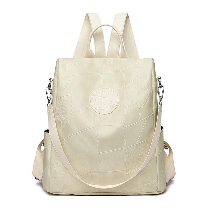 

Ретро рюкзак с лоскутной отделкой, нишевая дизайнерская сумка, летний, большой вместимости, рюкзак с высоким чувством стиля, простой женский белый