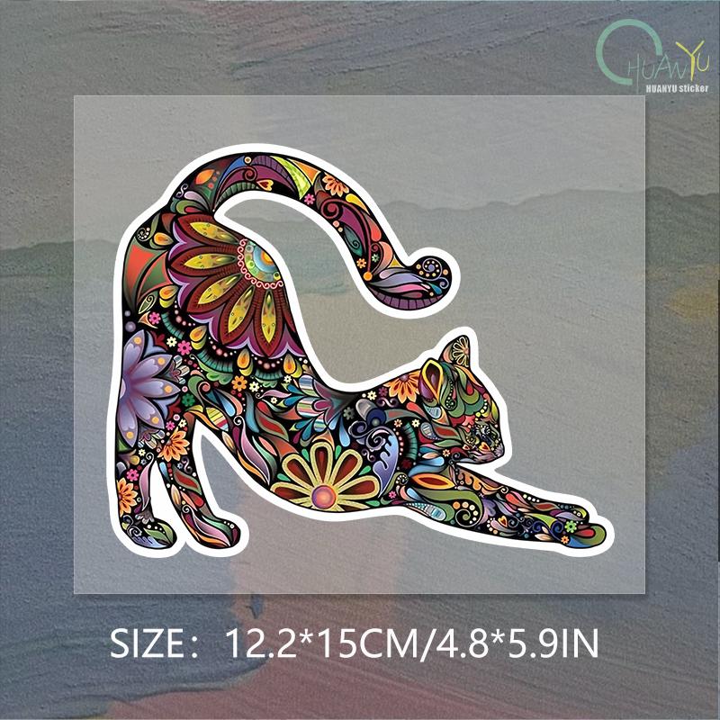 Colorful pattern cat  art stickers, car windows, motorcycle bumper stickers, waterproof reflective stickers