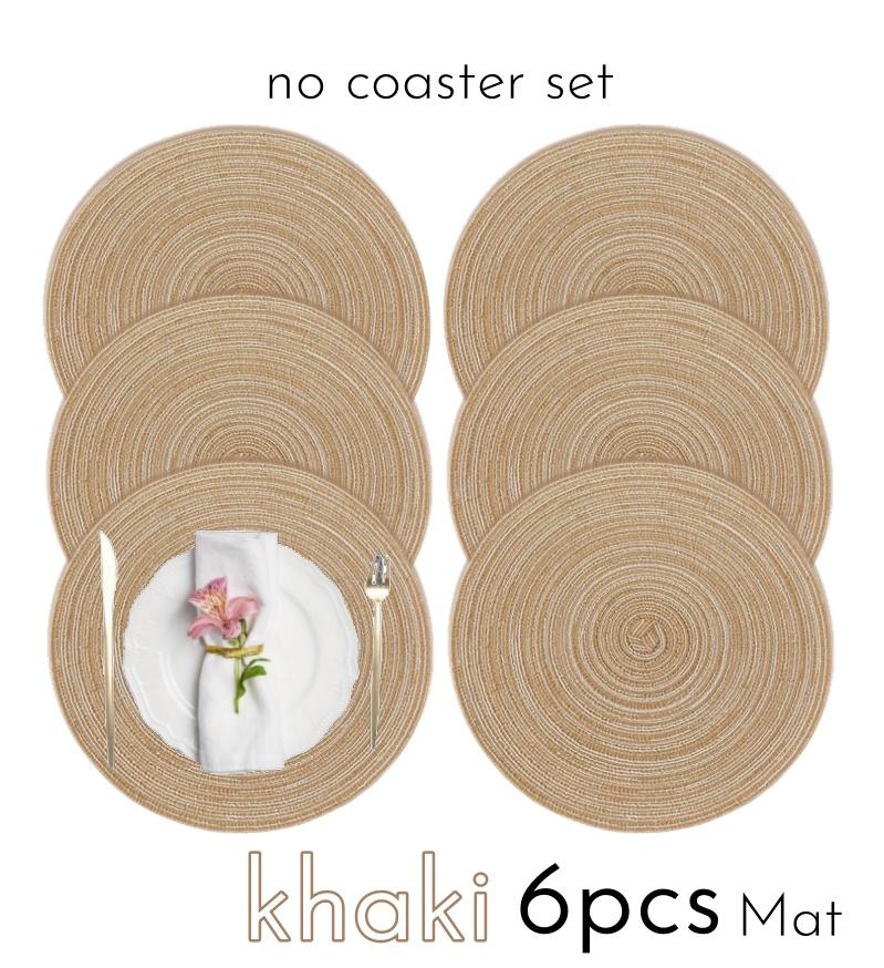 1/12pcs Round Braided Placemats 15inch Washable Table Mat with Heat Insulation Coaster for Dinner Gathering Party Kitchen-Table