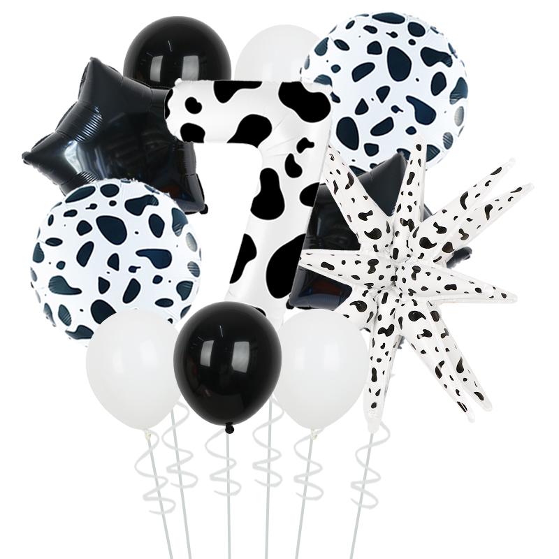 Animal Pattern Cow Pattern Series Printed Latex Ball Digital Column Explosion Star Balloon Children's Birthday Party Decoration