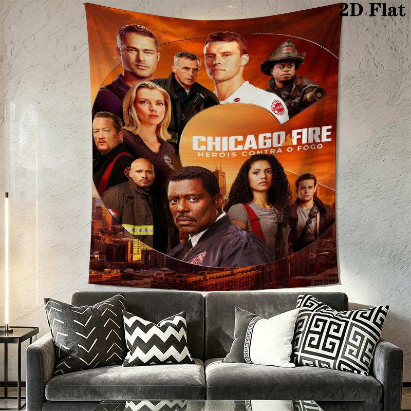 Chicago Fire Wall Tapestry Aesthetic Wall Hanging Printed Fabric Blanket Decorative Tapestries for Bedroom Living Room Home Decor