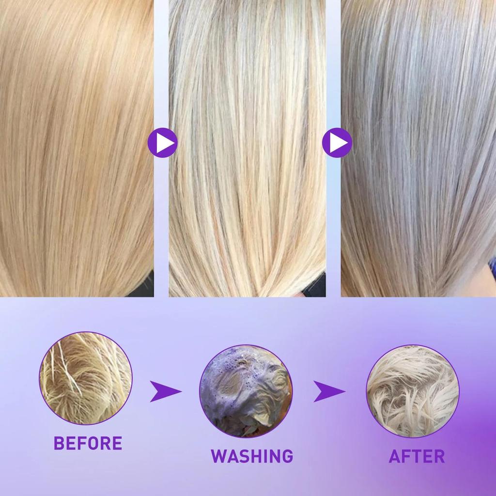 Color Fixing Hair Dye Shampoo To Cover Gray Hair Fade Yellow After Bleach Hair Shampoo Non-irritating Purple Color Hair Mask