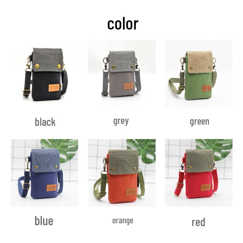 Solid Color Canvas Crossbody Phone Bag - Women's Shoulder Purse