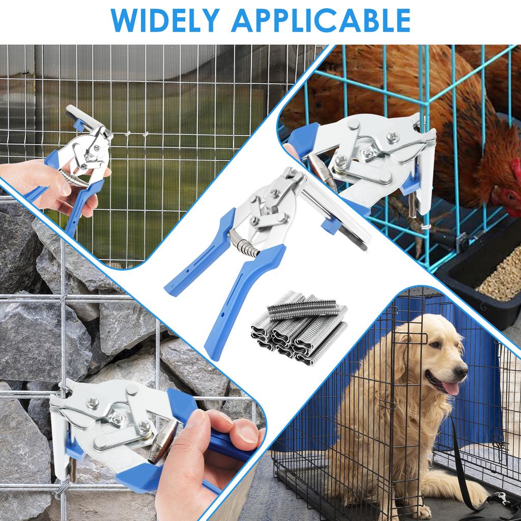 New Hog Ring Plier Tool Carbon Steel Snap Ring Pliers with 1800Pcs M Nail Clips Staples Chicken Mesh Cage Wire Fencing Hand Tool