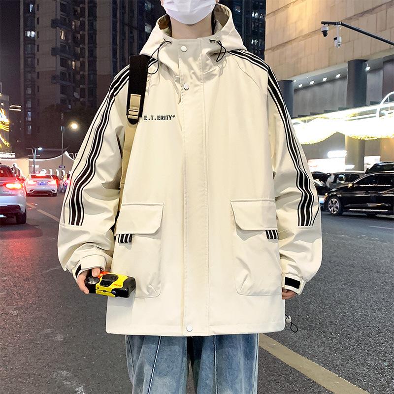 Men's Spring and Autumn New Loose Heavy Fatty Plus Fatty Plus Hooded Casual Jacket