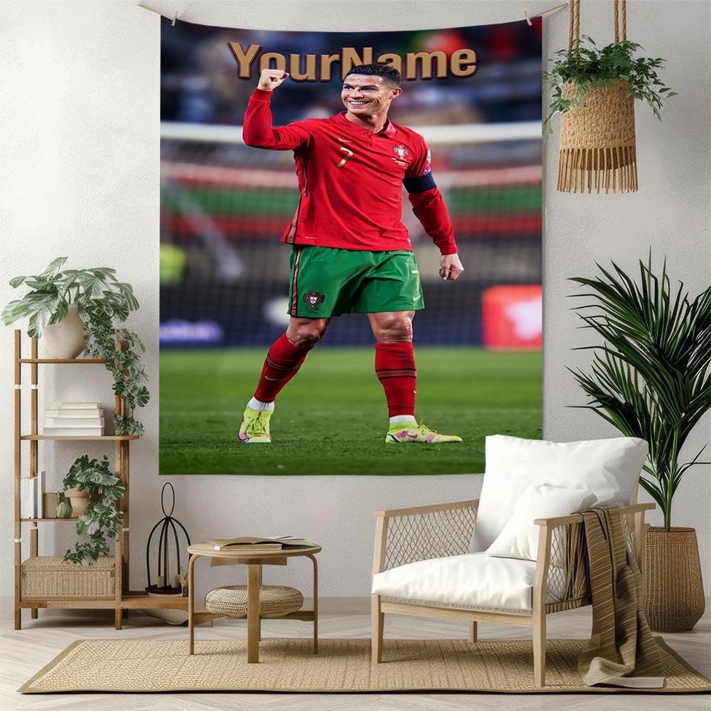 Cristiano Ronaldo Niestandardowa Dekoracja Ścienna z Twoim Imieniem Gobelin Sztuka na Pamięć o Zwierzętach Urodziny Wesela Tło Imprezowe Prezent Rodzinny