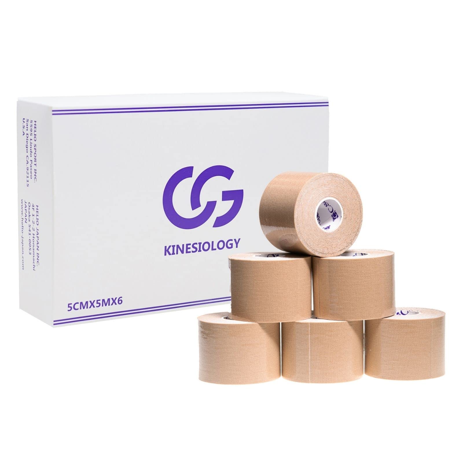 

Kinesiology Tape 50mm x 6 Ideal for marathon and soles of C&G 5m, rolls. runners, knees, ankles, wrists, calves, feet.