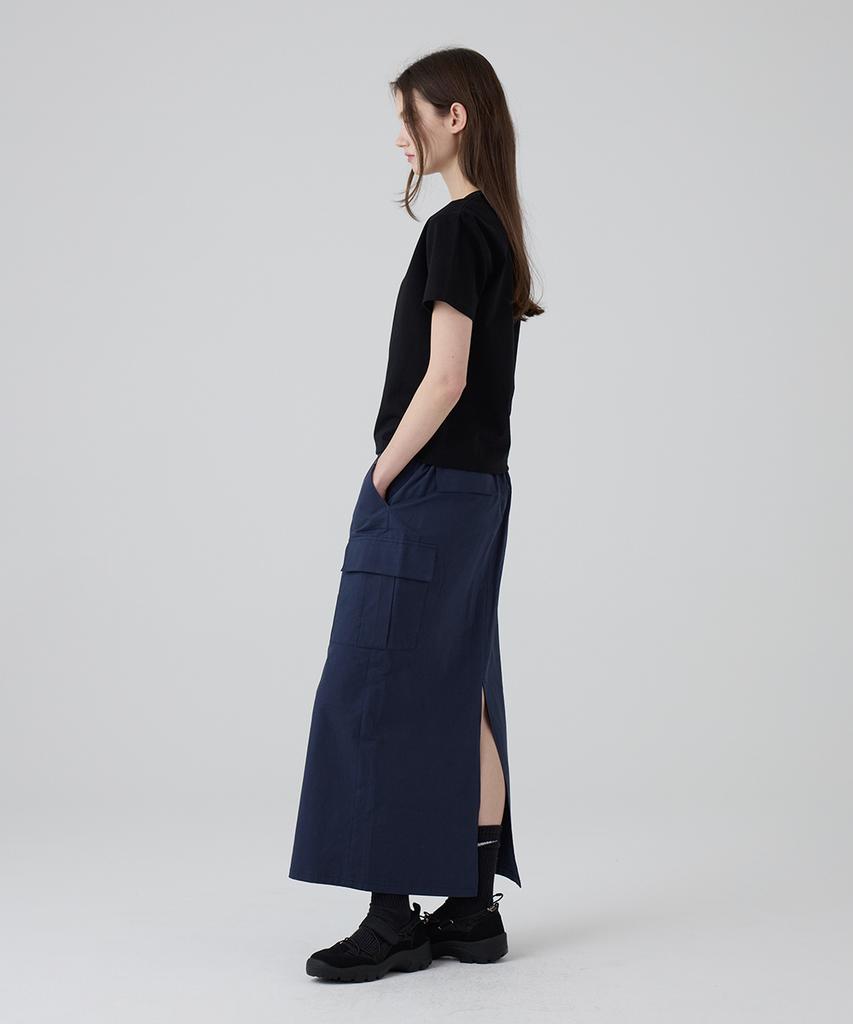 Dangled Drop Dgdp Cotton Maxi Skirt_Navy