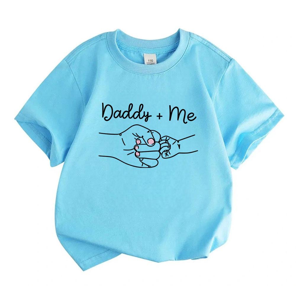 Kids Boys Girls 100% Cotton Crew Neck Short Sleeve T-Shirt, Sweet Daddy and Me Hand in Hand Pattern Casual Soft Tops for Toddlers Family Parent-Child