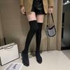Spring Autumn Elastic Middle Heel Pointed Toe Women's Thigh High Boots Gyaru Cosplay Goth Ladies Sock Above Over The Knee Shoes