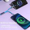 FONKEN 2 In 1 Type C 66W Liquid Silicone Fast Charging Cable For Samsung Xiaomi Zinc Alloy Lightning Charge Cable For iPone 14 Pro Max