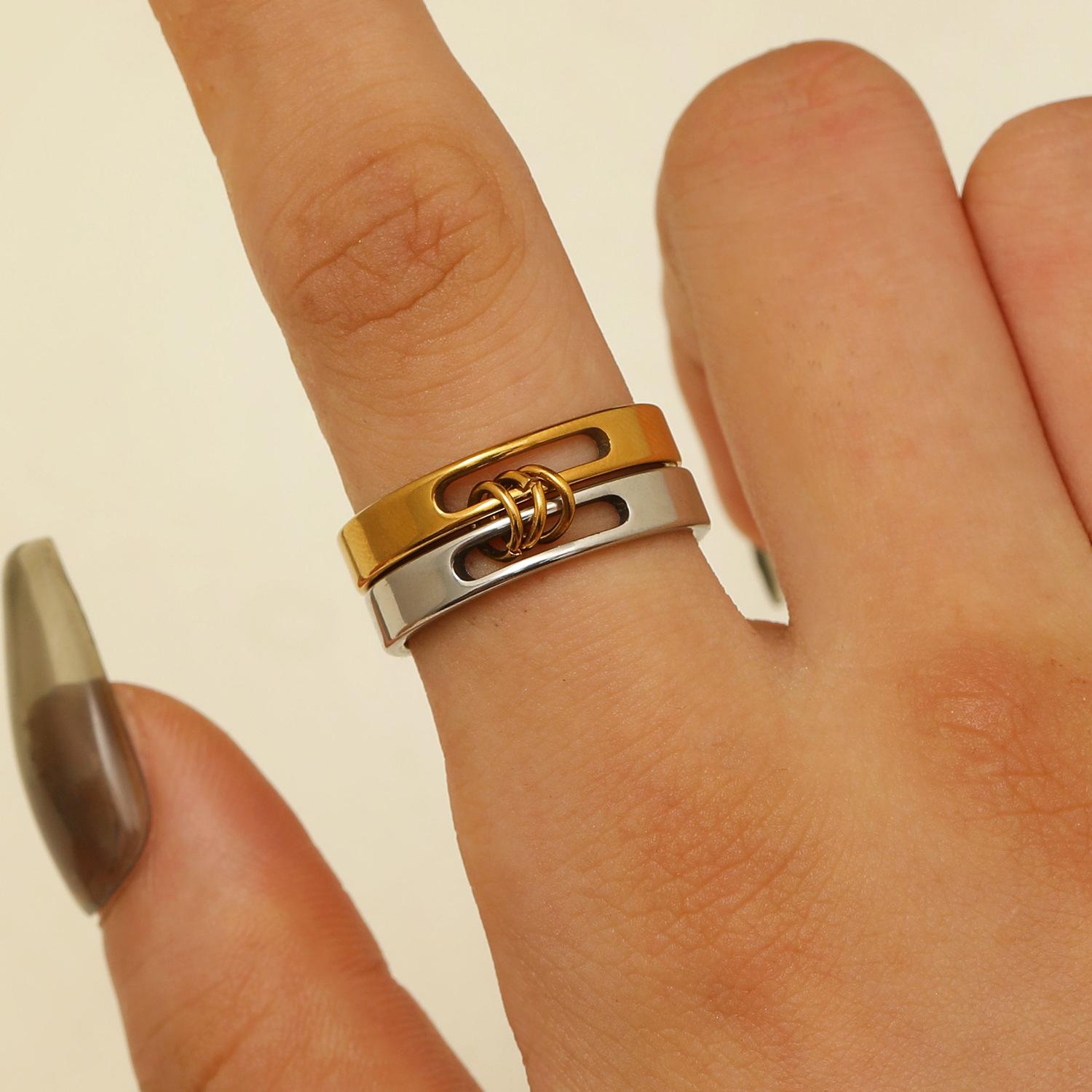 

Модное Простое Универсальное Двухслойное Полое Кольцо с Покрытием из Нержавеющей Стали 1 pcs(Diameter 1.9cm)