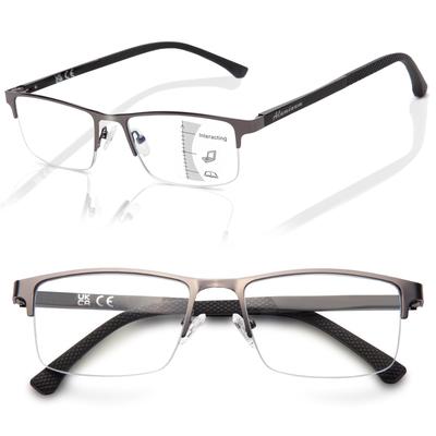 JIMMYORANGE Bifokale Lesebrille Halmetall Senioren Einfach Hergestellt aus Stilvollem Grau mit Komfort Herrenbrille, Fassung, Fassung, Mode, Stilvoll, Brille, Design,