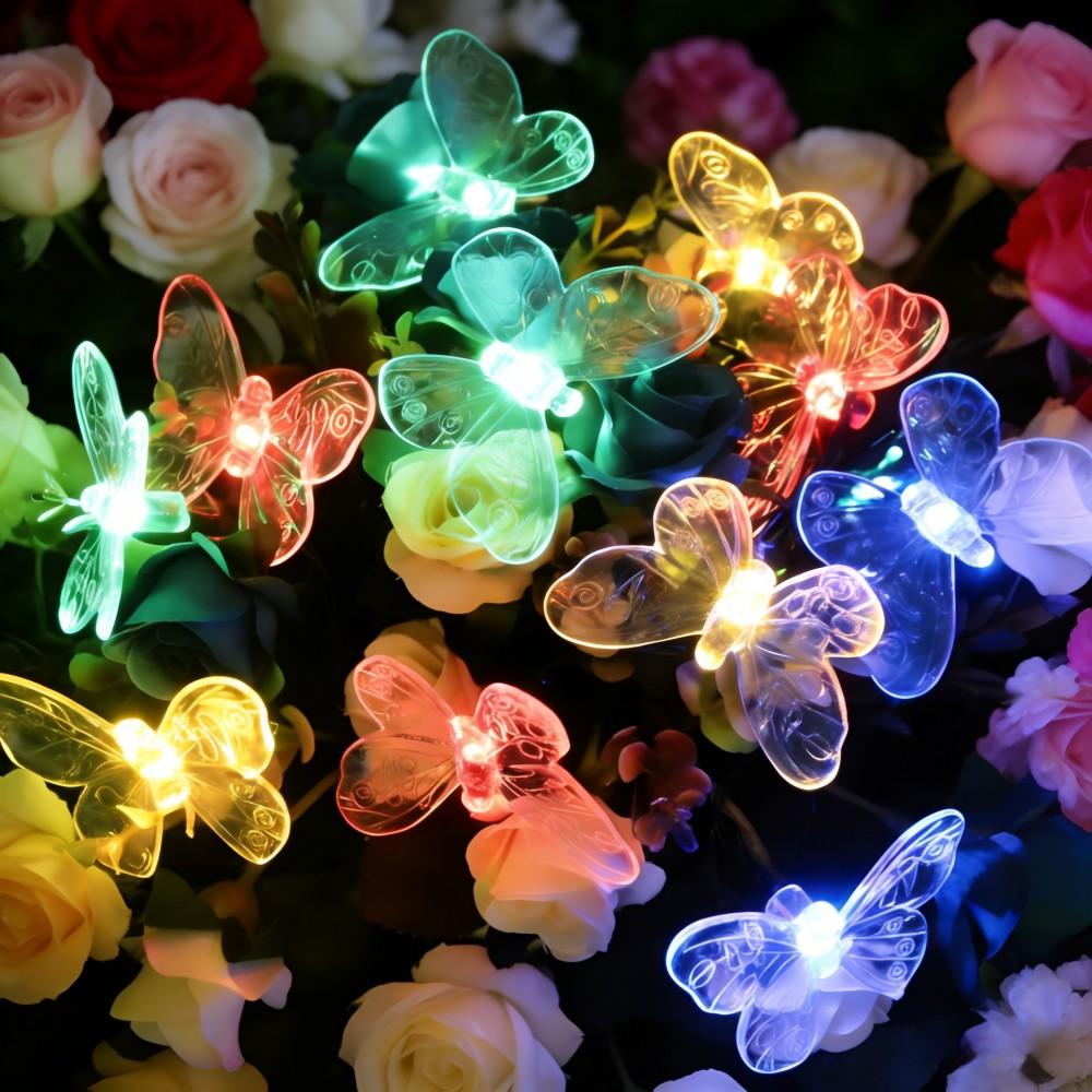 Solar Butterfly Fairy Lights Waterproof Solar String Light for Outdoor Garden Patio Courtyard Party Wedding Scene Home Decor