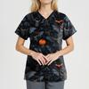 Tuta da donna alla moda con scollo a V, manica corta, con tasche, top stampati per Halloween, abbigliamento
