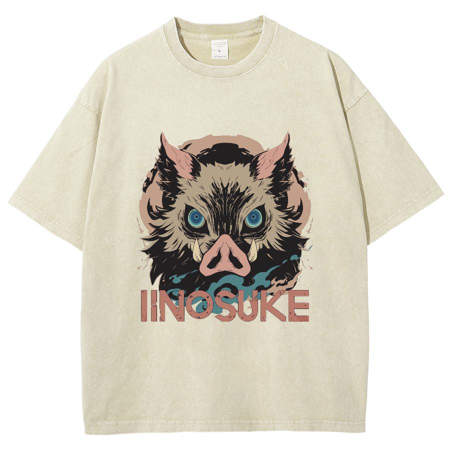 

Женская футболка с мультяшным принтом головы кабана в стиле японского аниме, оверсайз, свободного кроя, с коротким рукавом, летняя модная дизайнерская футболка 3XL