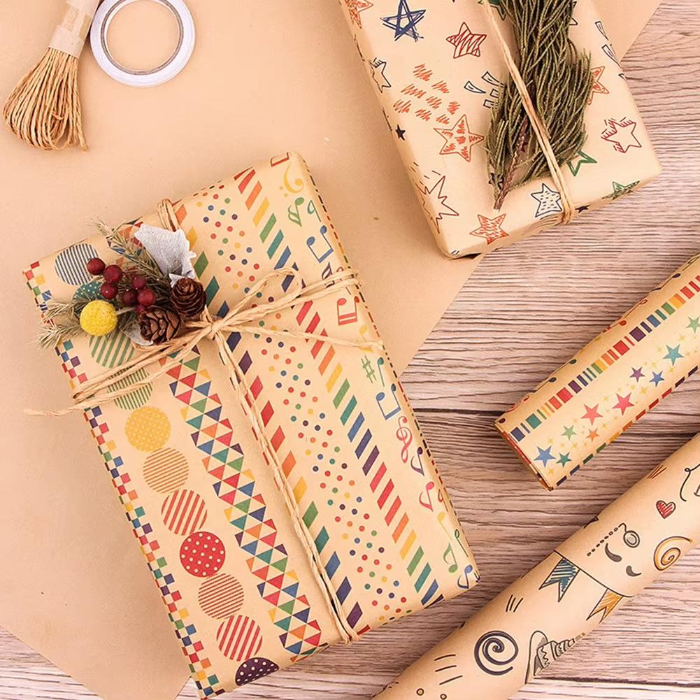 Happy Birthday Wrapping Paper Pattern Festival Gift Wrap Paper Flower Wedding Xmas Party Gift Packing Decor DIY Crafts Papers