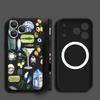 Contrast Color Cartoon Fish Conch Pattern Case For iPhone 16 Pro Max Magnetic For Magsafe Soft Cover For iPhone 17 15 14 13 Pro Max 17E 16E