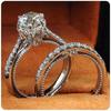 New Wholesale 2Pc Wedding Ring Set With Clear Cubic Zirconia Eternity Love Luxury Engagement Rings For Women & Girlfriend