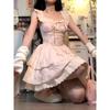 Sweet Spice Girl Sakura Weaving Plume Floral Dress Women's Summer French First Love Princess Cake Dress Waist Fluffy Dress