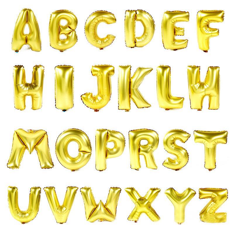 32-Inch Shiny Gold Alphabet Foil Balloons for Weddings & Birthdays