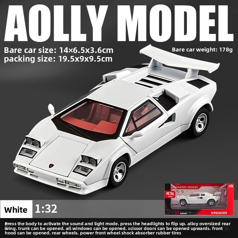 1:32 Countach LP500S Supercar Spielzeugauto Modell Rad Lenkung Geräusch und Licht Kinderspielzeug Sammlerstücke Geburtstagsgeschenke