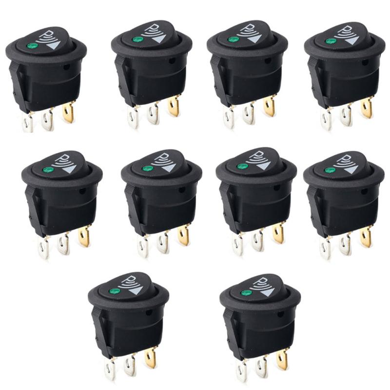 

12 В 3-контактный кулисный переключатель для автомобиля, лодки, светодиодный светильник, лампа включения-выключения, кнопочный кулисный тумблер KCD2, упаковка из 10 шт.