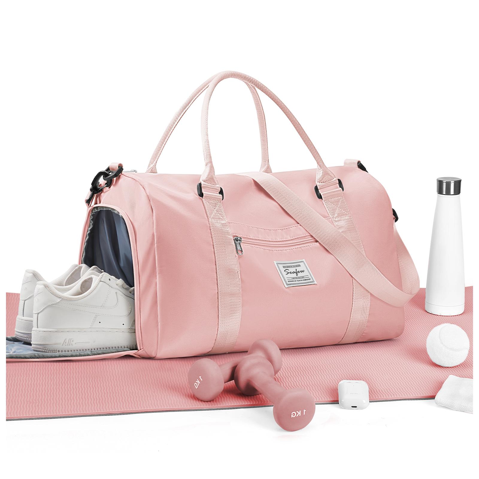 

Foldable Travel Bag Men Gym Bag, Waterproof Women s Weekend Travel Bag Large Sail Bag with Wet Pocket and Shoulder Luggage Bag рожевий