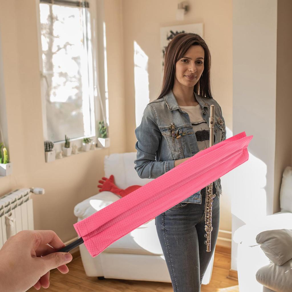 Vaguelly Pink Fiber ABS Flute Cleaning Kit with Cleaning Cloth and Probing Rod (Reusable)