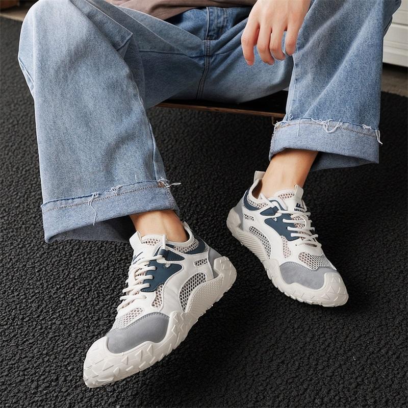 Warrior Summer Lightweight Breathable Classic Versatile Casual Sports Shoes Men sneaker Light-Gray Blue WXY-R046N01