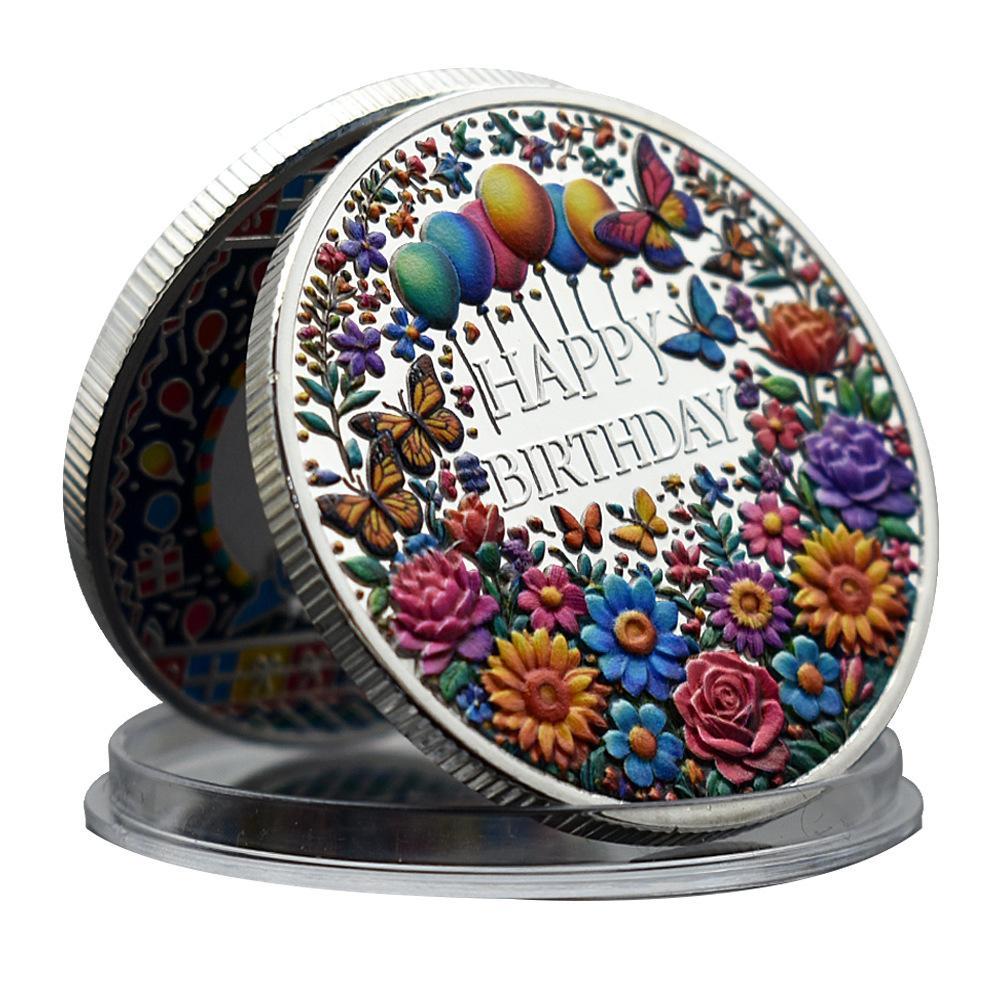 Happy Birthday Coins, Zinc Alloy, Gold Commemorative Coins, Collected Commemorative Medals, Badges, Antique Handicrafts
