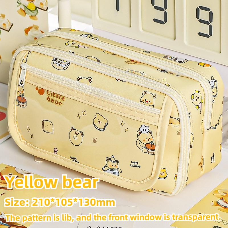 

Маленький медведь мультфильм сумка для ручек Ins многофункциональная большая вместительная канцелярская сумка высокая красота пенал сумка для хранения жёлтый