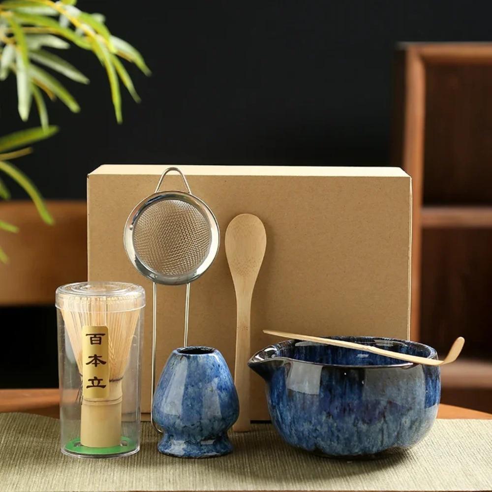 

6Pcs Tea Brush Set Bamboo Matcha Scoop and Holder Matcha Bowl Japanese Tea Ceremony Accessory for Beverage Shop Tea Making Tools