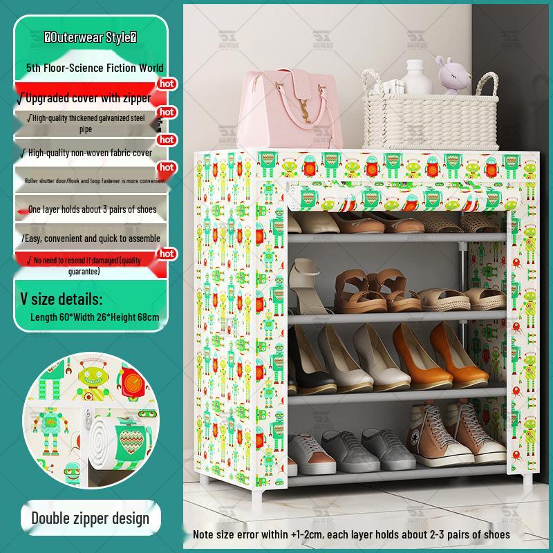 Multi-Layer Indoor Shoe Rack with Curtain