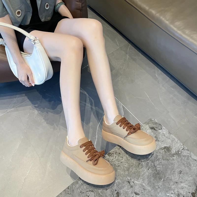 Yeni İlkbahar Sonbahar Günlük Moda Platform Taban Yükseltilmiş Kadın Spor Ayakkabıları Kaymaz Rahat Vulkanize Ayakkabılar HAYIR:M-1010