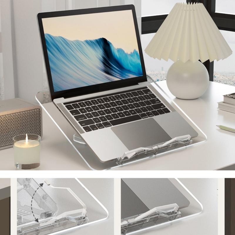 Transparent Book Stand 13 Adjustable Height Portable Cookbook Holder Students Reading Bookstand Laptop Tablet Bracket