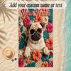 Pug Theme Soft Beach Towel Personalized Custom Name Text Towel Portable for Beach Pool Travel