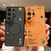 Magnetic For Magsafe Case For Samsung Galaxy S26 Ultra S25 Edge S24 Plus S23 FE S22 A54 A55 A56 5G Hanging Astronaut Pattern Matte Cover