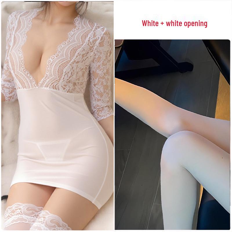 Women's Sexy Lace Lingerie Secretary Uniform Dress Set