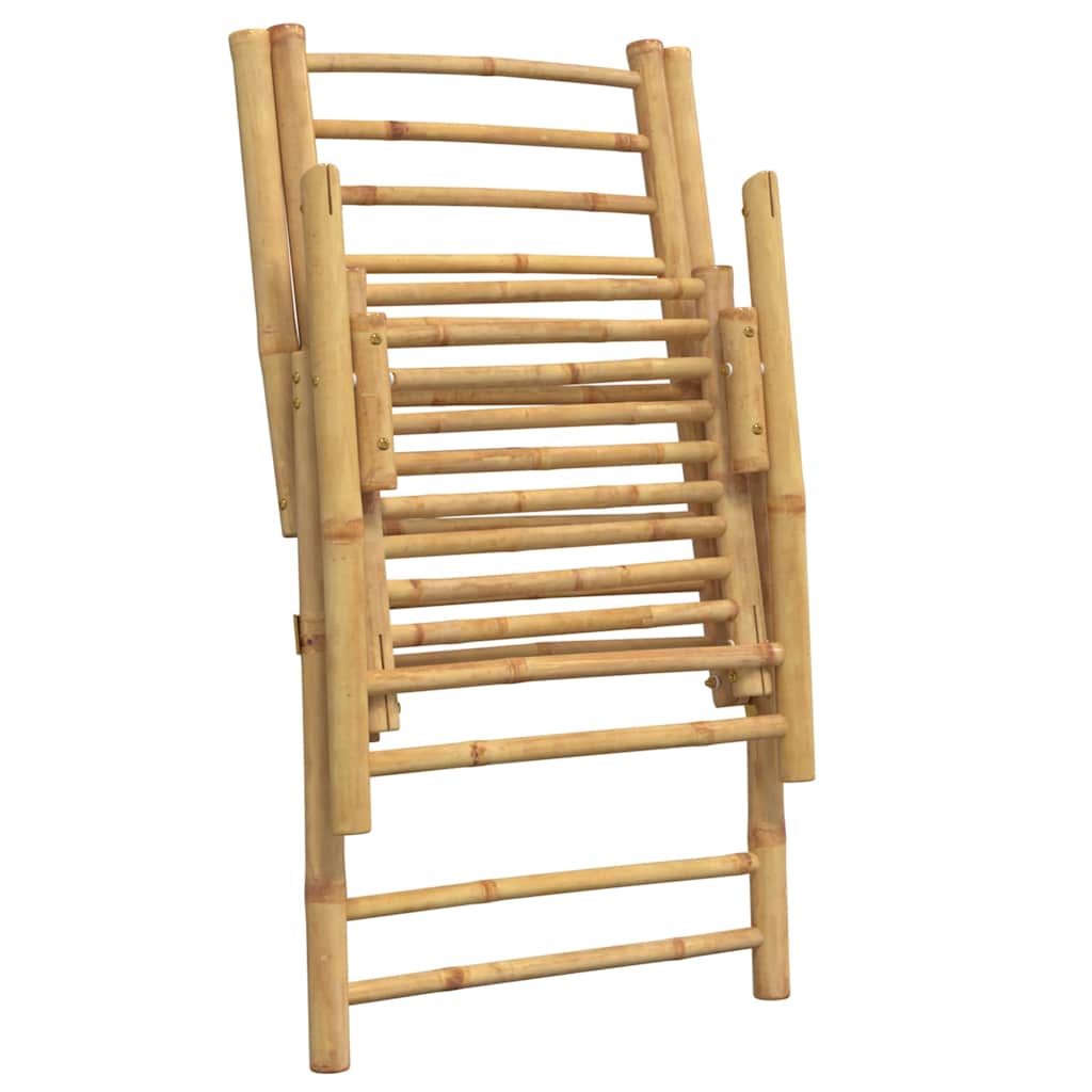 Garden Chairs 4 pcs Adjustable Foldable with Cushions Bamboo