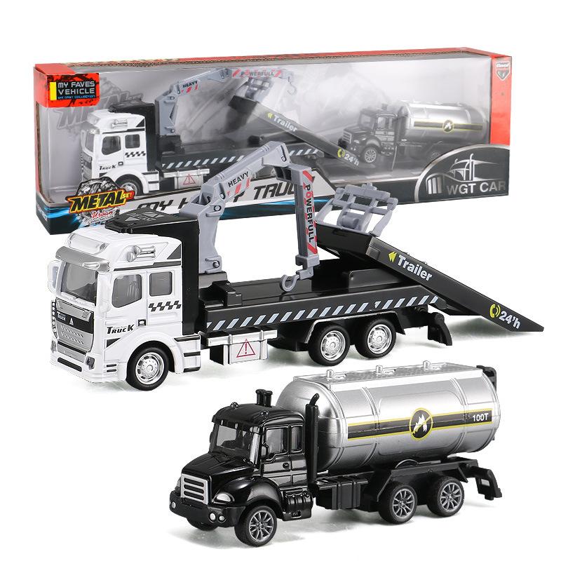 Children's Garbage Sorting Alloy Toy Car Large Size Pullback Rescue Towing Sprinkler Truck Combination Kids Toy Car Gift B99