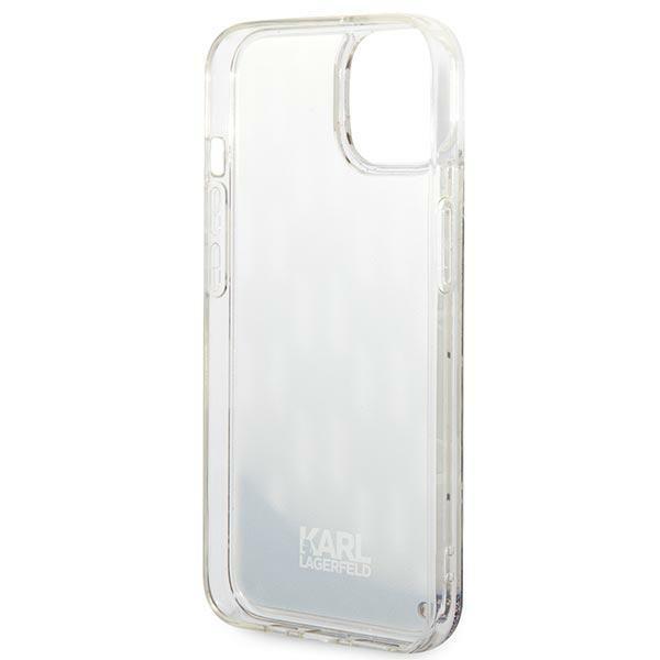 Etui Do iPhone 14 Plus Karl Lagerfeld Liquid Glitter Monogram Srebrne
