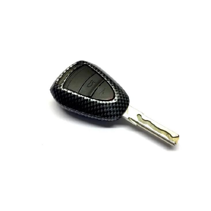 Gloss Carbon Fiber Color Remote Key Cover Protection Case Keypad For Porsche BLACK Head Remote Key