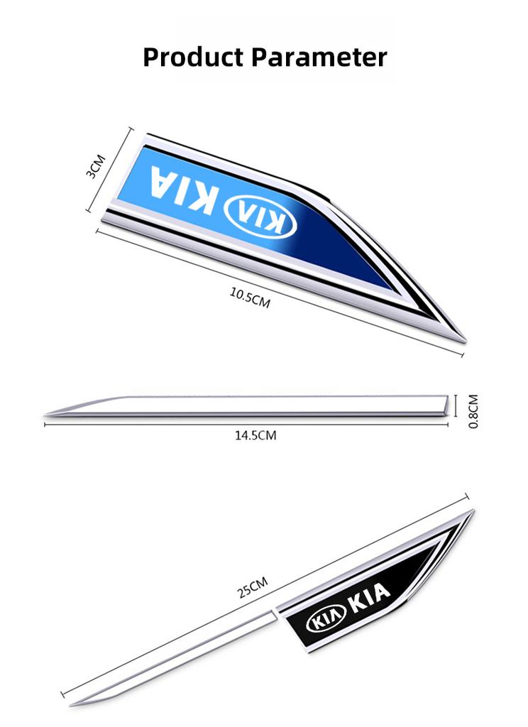 AIJ1 2 Stück Auto Seitenkotflügel Messer Aufkleber Emblem Abzeichen Decals Zierleisten Styling Für Kia Sportage Ceed Picanto Rio ProCeed