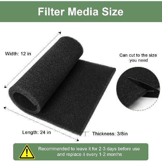 Air Filter Foam Sheet Material Replacement for UNI 12" x 24" x 3/8" 40PPI Coarse Foam Pad Pre Filter Media Washable, Cut to Fit Air Conditioner,